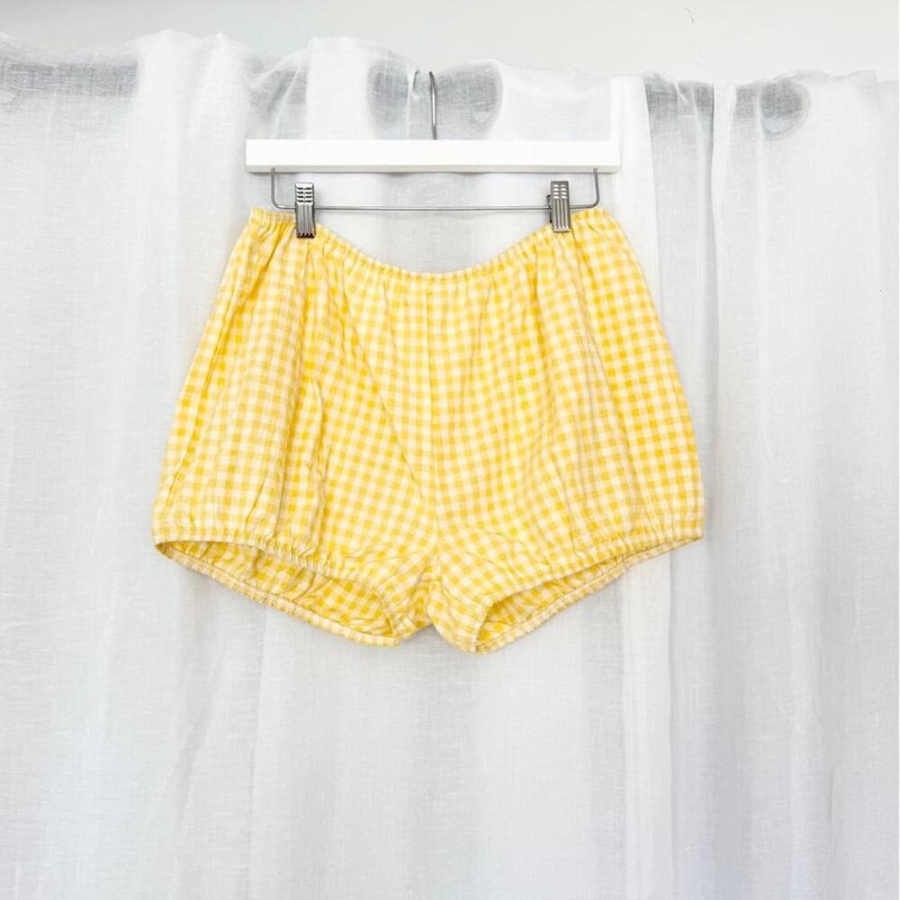 ✿ yellow gingham bloomer shorts cottagecore lounge shorts ♡ - Picture 2 of 5
